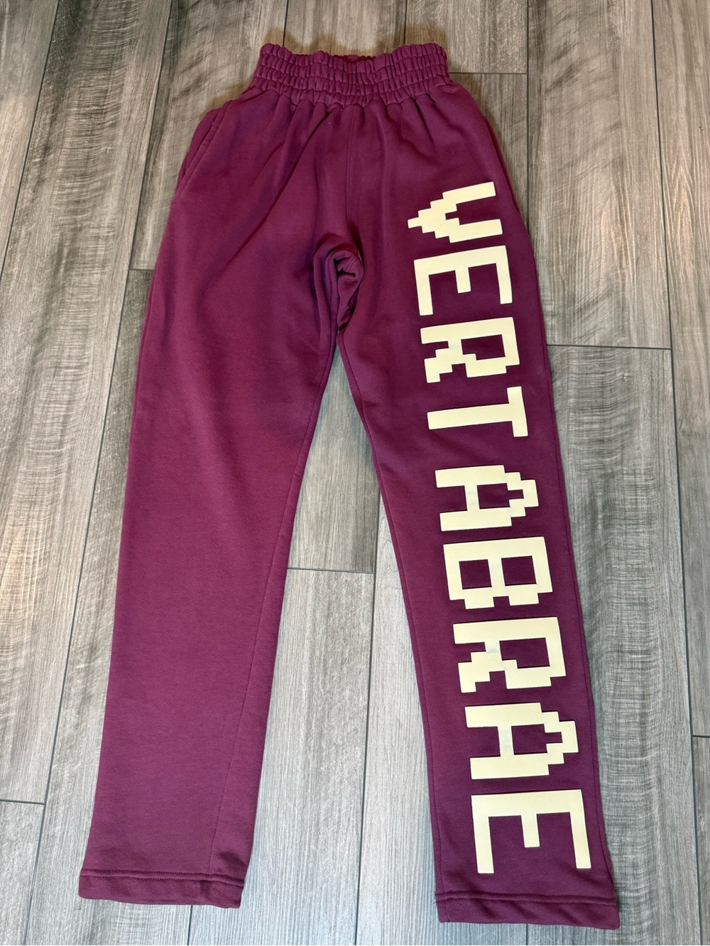Vertabrae Maroon Sweatpants with Cream Side Text